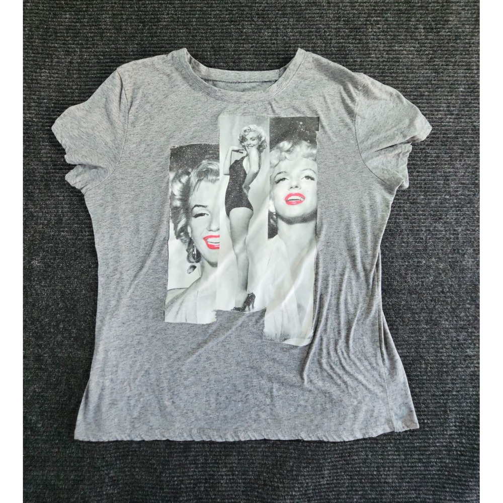 Marilyn Monroe T-Shirt Womens 2X Gray Graphic Print Cotton Crew Neck Celebrities